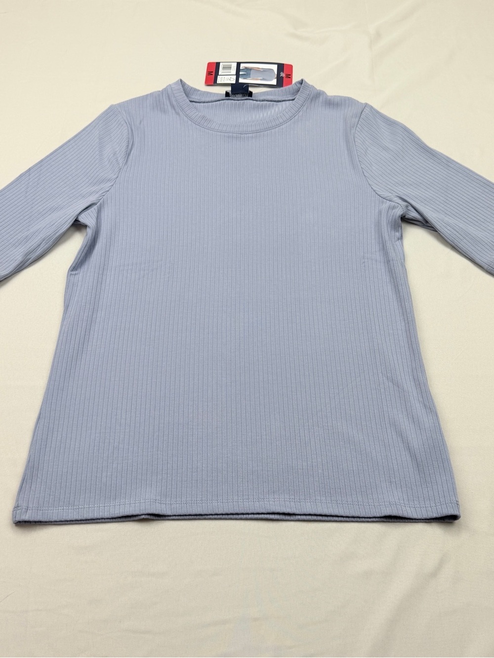 Ribbed Crewneck Short Sleeve in Light Blue